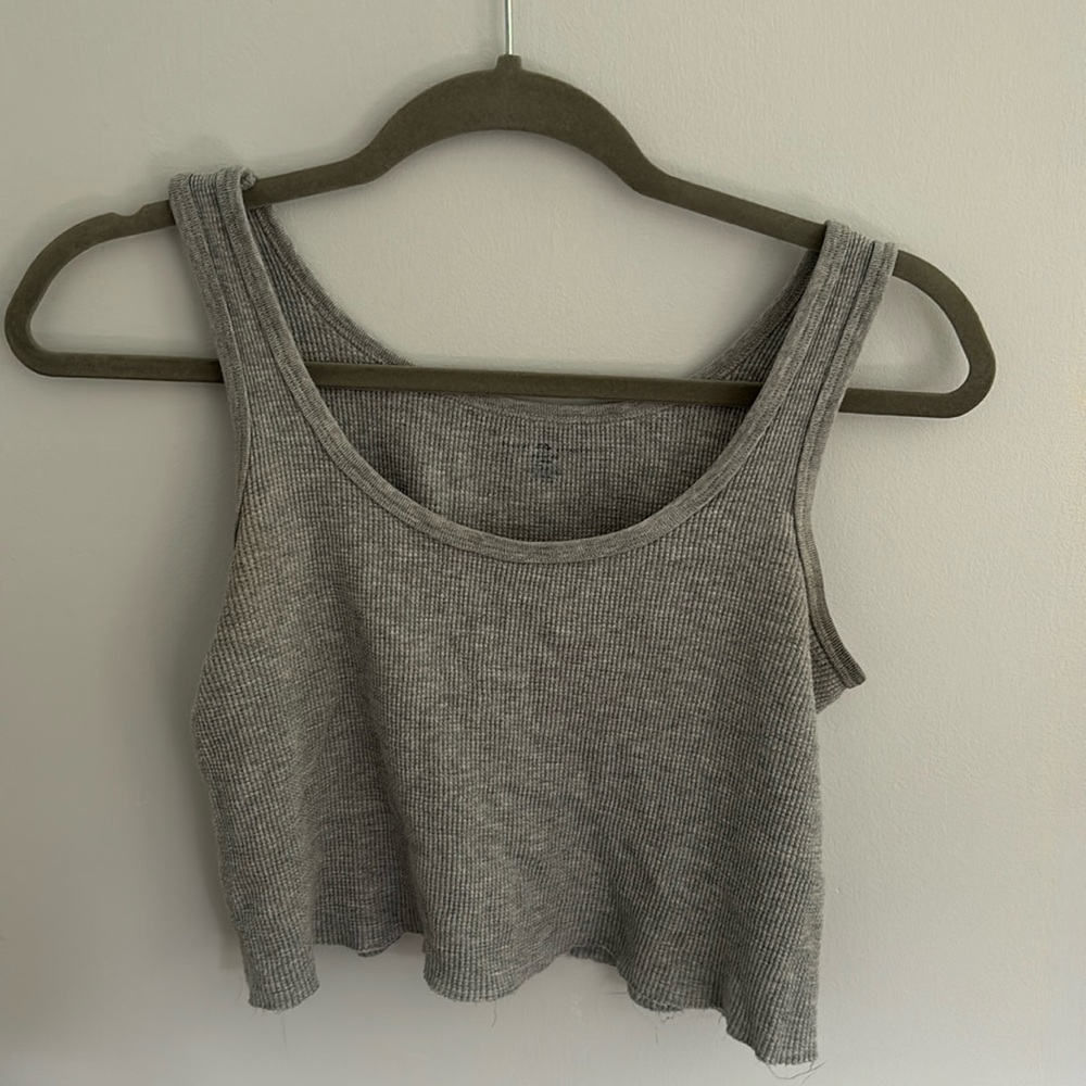 Brandy Melville grey waffle knit tank crop top